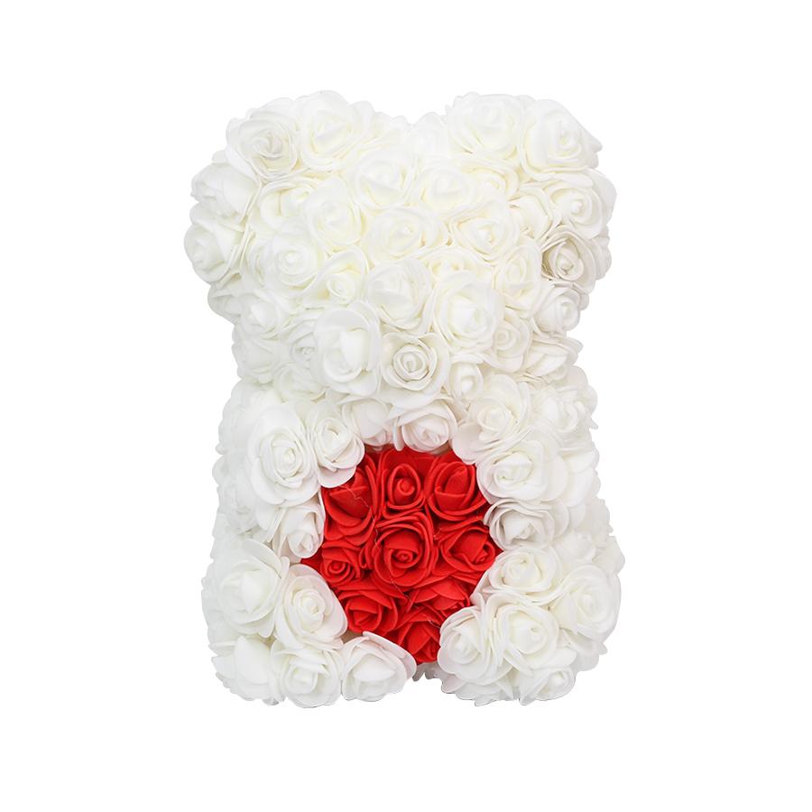 gros pas cher 25cm ours rouge Rose ours en peluche Rose fleur artificielle décoration de noël pour les femmes saint valentin: A13