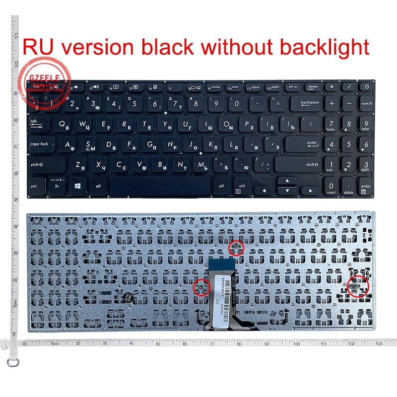 US/UK/RU Backlit Laptop keyboard for ASUS S530 S530U S530F S15 S530UA S530UN S5300 S5300F S5300FN S5300U S5300UN X530 X530M: RU Black NO Backlit