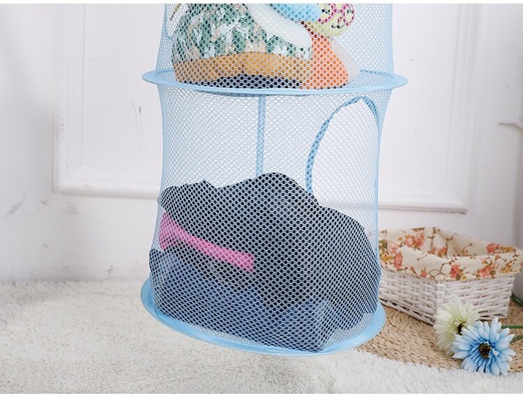 Four-layer Collapsible Hanging Basket Breathable Mesh Toy Storage Basket Storage Cage Drying Basket Home Organizer