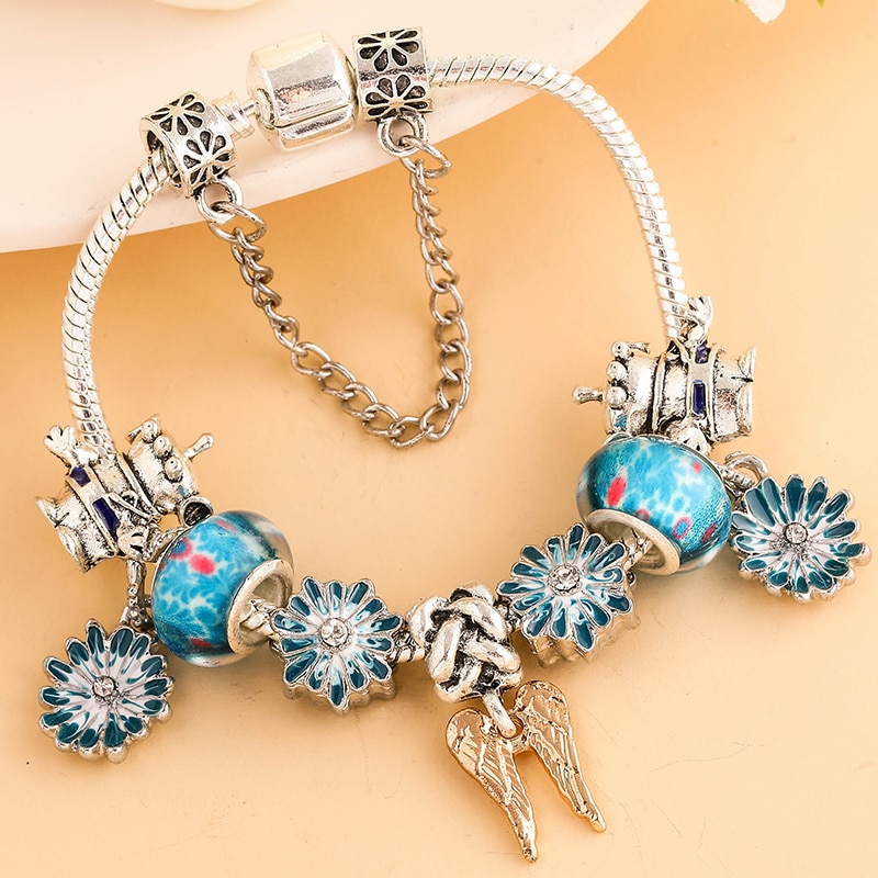 -Selling Mix Match Combinatie Charm Vrouwen Armband. Diy Daisy Bloem Vier Ogen Harry Film Vleugels Wilde Mode Fijne Armband