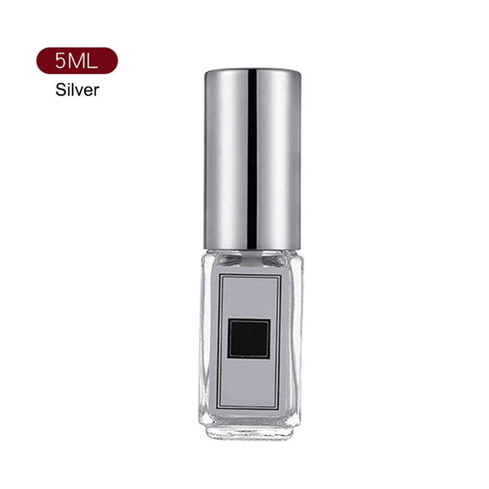 Tom påfyllningsbar portabel parfymflaska resande glasspray atomizer genomskinlig parfymbehållare: Silver 5ml