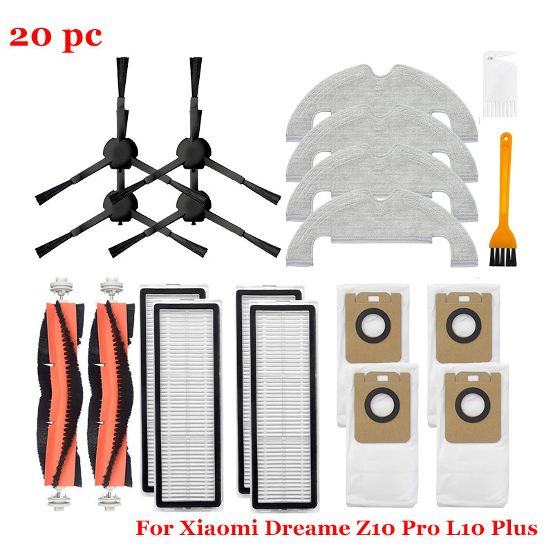 Accesorios para aspiradora Dreame bot Z10 Pro / L10 PLUS XiaoMi Mijia STYTJ05ZHM, Robot vacío automático, cepillo principal/lateral, filtro: Verde militar