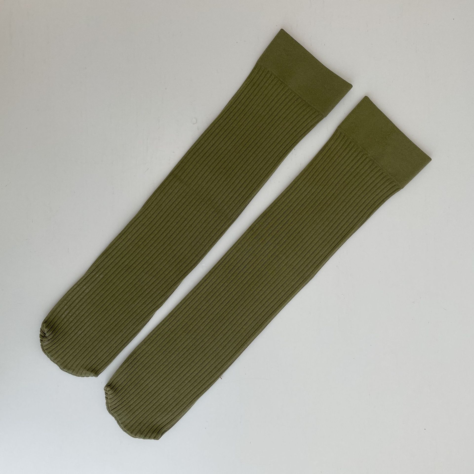 Dunne Effen Streep Vrouwen Kousen Lange Buis Sokken Lingerie Dij Kniehoge Breien Japanse Harajuku Kawaii Voor Meisjes Kleding: Olive Green