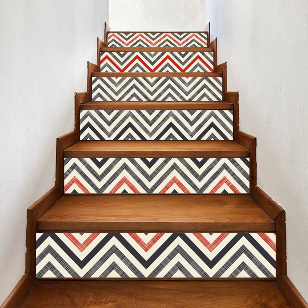 Gemometry Pattern Stairs Decor Stickers Self Adhesive Vinyl Staircase Decal Waterproof Tile Stairs Wallpaper Art Mural