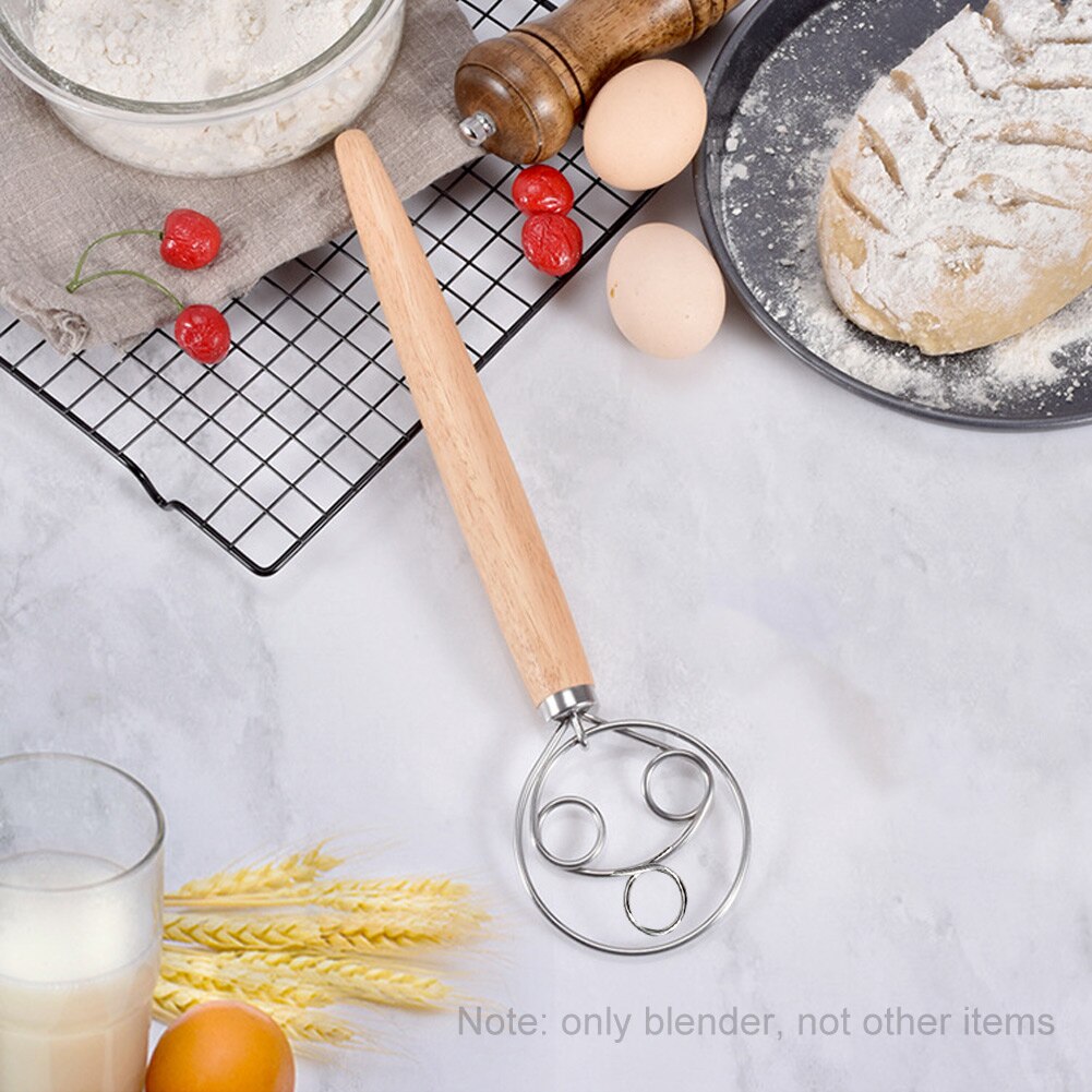 13cal dla chleb podręcznik mąka ciasto trzepak nierdzewny stal mikser 3 pętle duński ciasto śmigać z uchwyt kuchnia narzędzie