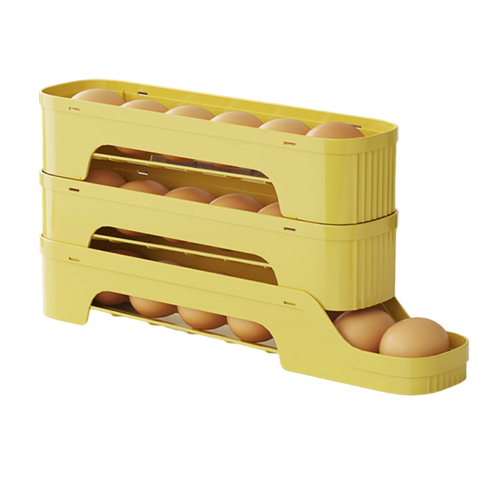 Durable Slide Organizer Automatic Egg Roller Large Capacity Space Saving Egg Roller Rack Egg Dispenser Kitchen: light green