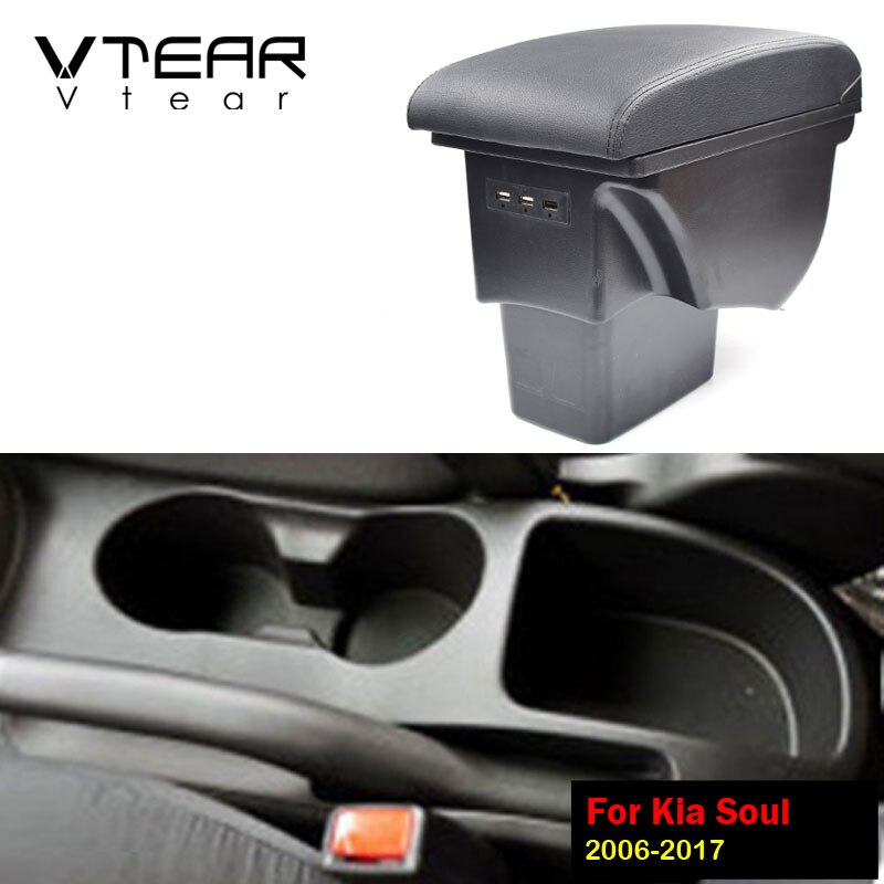 Vtear för kia soul armstödslåda tillbehör bil-styling usb förvaringslåda armstöd bil dekoration mittkonsol interiör