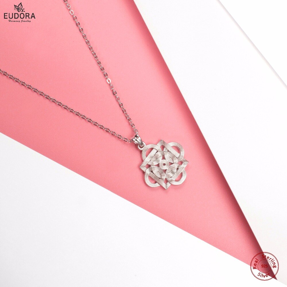 Eudora 925 Sterling Silver Necklace Celtics Knot Pendant with 18 inch Chian for Women Jewelry for friend CYD120