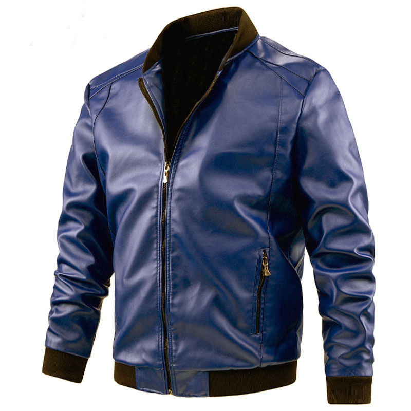 Jongens Bruin Pu Lederen Motorfiets Biker Jack 7xl 8xl 5xl 6xl Oversized Faux Lederen Rits Jasje Heren Casual Mannenblauwe Bovenkleding: M / Beige