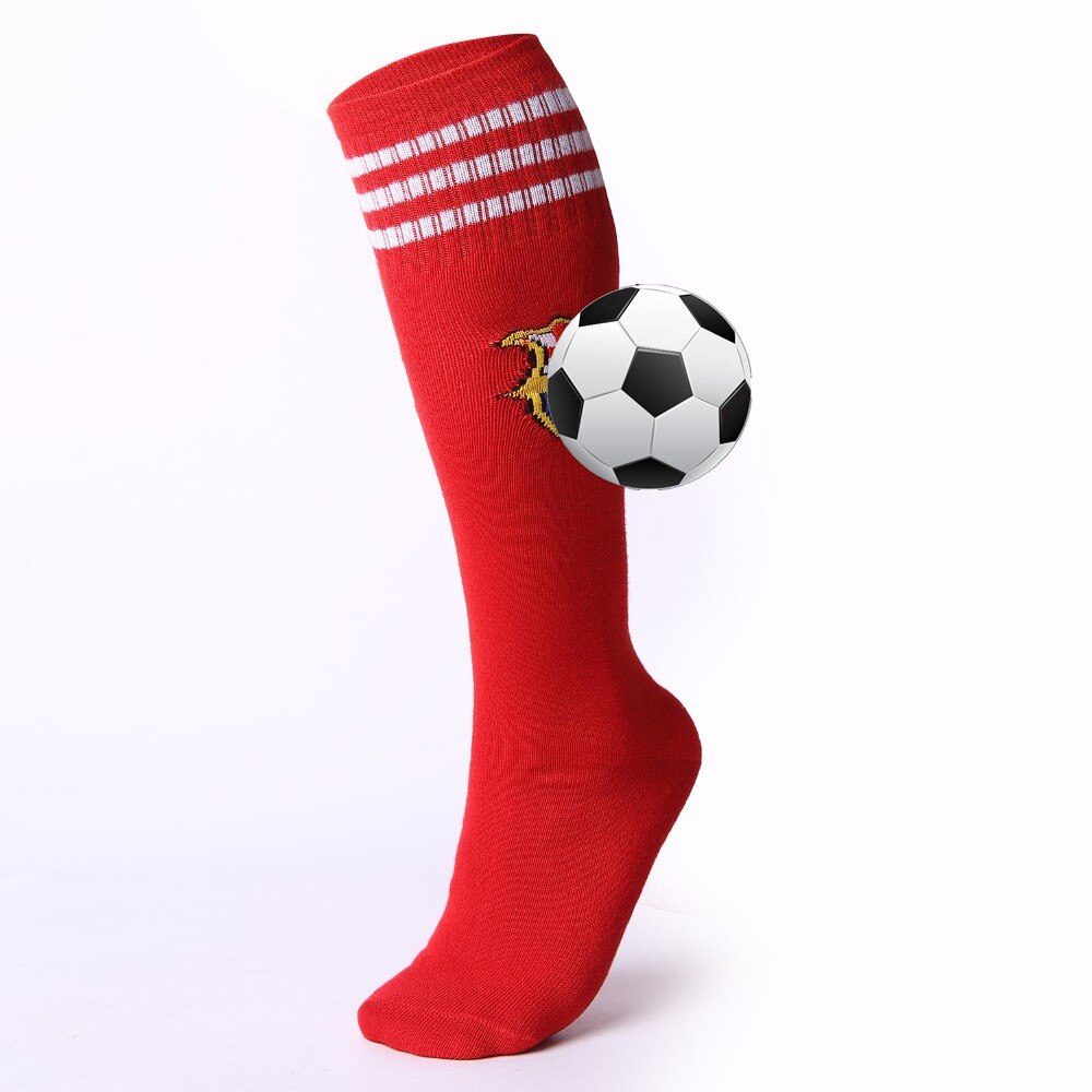 Calcetines para fútbol para niños y adultos, calcetín deportivo transpirable hasta la rodilla, Media larga entrenamiento: BS Red / for adult size