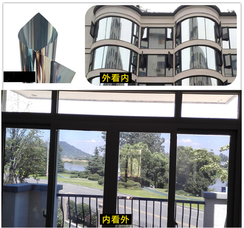 Silver Self Adhesive Glass Sticker Vinyl One Way Vision Mirror Effect Window Tint Film UV Rejection Heat Control for Home