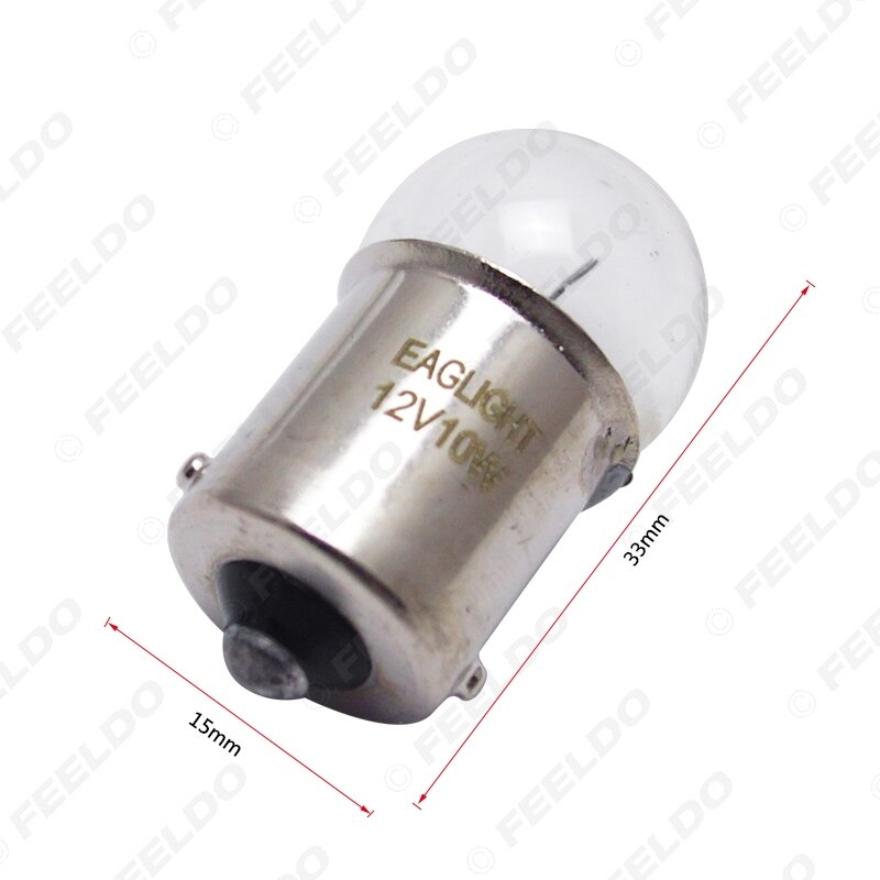 FEELDO 10 Uds 1156 BA15S G18 12V 10W coche de cristal claro lámpara de la bombilla de la cola del indicador del coche lámpara halógena # FD-2723