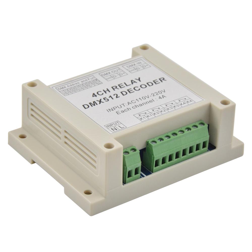 1 kpl dmx-rele -4ch dmx 512 releen dekooderin ohjain käyttö led-lampulle led-nauhan valotulo  ac110-220v
