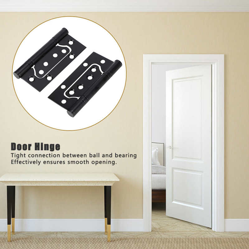 3Set Window Door Fittings Flat Hinge Zinc Alloy Open Mute Bearing Furniture Hinges Hardware Fitting Accessory Black