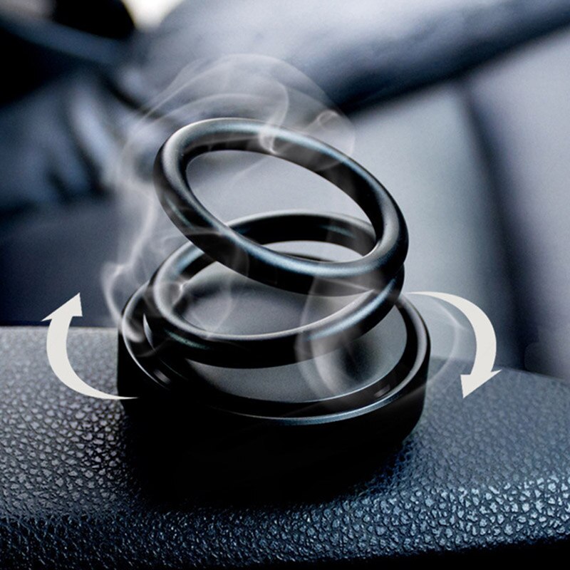 Solar Energy Car Double Loop Rotary Suspension Dashboard Perfume Seat Air Freshener Auto Aromatherapy Diffuser Interior Decor: Black