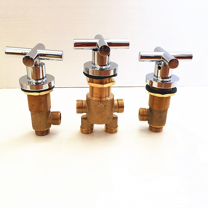 MTTUZK Solid Brass Chrome Finish Bathtub Cold Water Control Valve Bath Shower Mixer Bathtub Faucet 5 Hole Tap Switch Valve