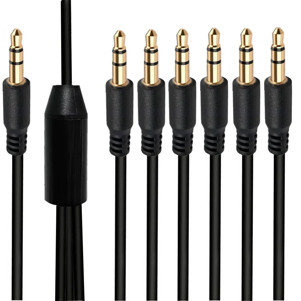Répartiteur audio mâle 3.5mm vers 2, 3, 4, 5 et 6 mâles, prise stéréo TRS, câble adaptateur pour casque, smartphone, ordinateur, régule 3, écouteur: green / 1,5m