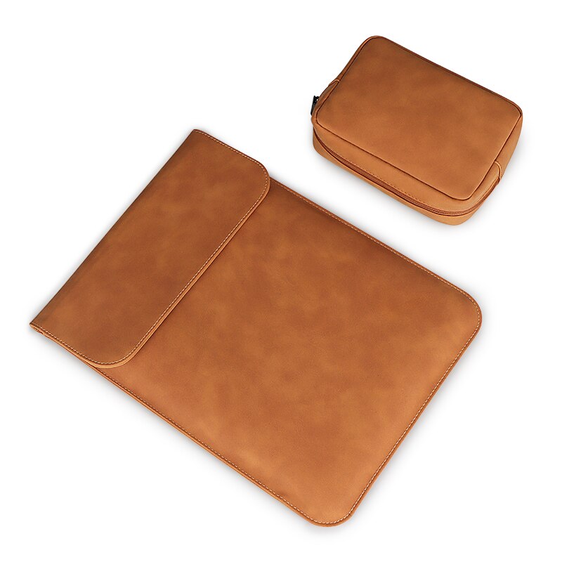 Weiche PU Leder Tasche Laptop Sleeve Für Macbook Air Pro 11 12 13,3 14 15 zoll Notebook Tablet Fall Abdeckung für Xiaomi Asus Frauen Männer: coffee-Set / 14-15 inch