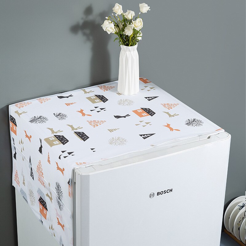 Cubierta blanca antipolvo para refrigerador, con bolsa de almacenamiento, cubierta impermeable para muebles, patrón de necesidad diaria Simple: color 03