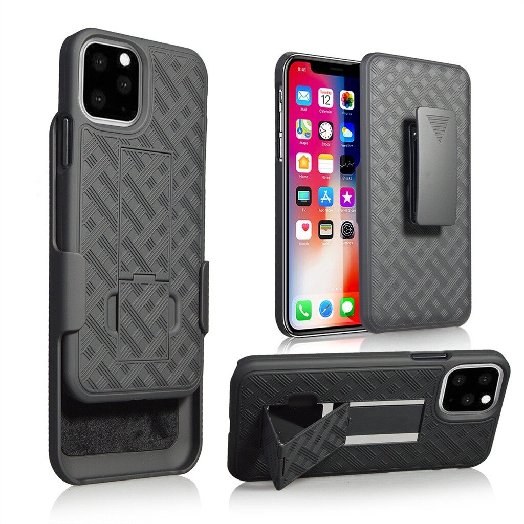 Fundas para teléfonos móviles para iphone 11pro MAX 6,5 pulgadas fundas para iphone negro carcasa dura Delgada funda con Clip para cinturón funda 19SEP16