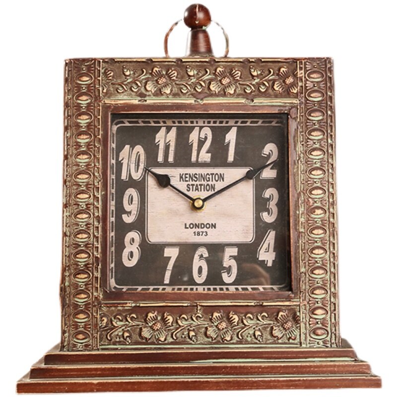 Retro Wrought Iron Desk Clock Home Desktop Distressed Pendulum Clocks Living Room Clocks and Clocks Home Furnishings