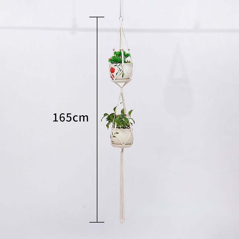 Cesta colgante de macramé hecha a mano para plantas, soporte para macetas de jardín, decoración colgante de pared de macramé para balcón, cuerda de elevación anudada, decoración del hogar: Gris oscuro