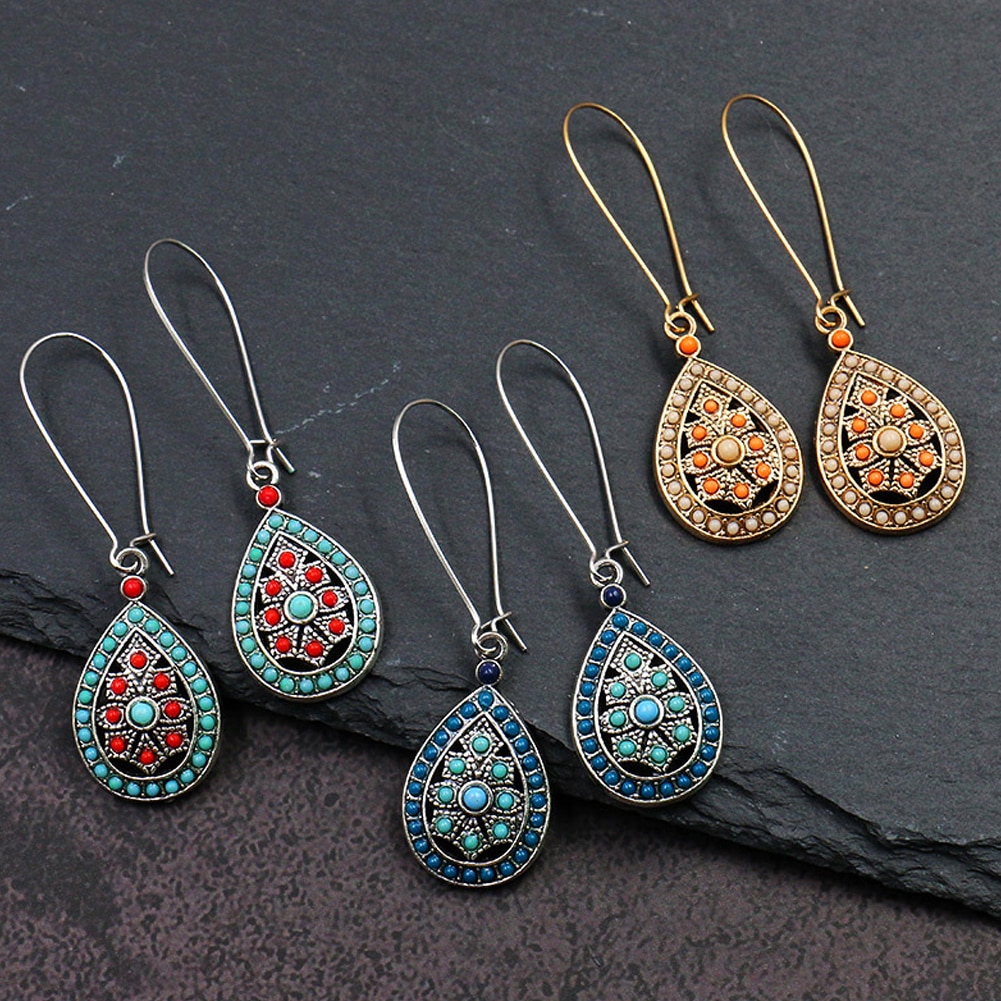 Jahrgang Boho Indien Ethnische Wasser Tropf Perlen Baumeln Ohrringe Für Frauen Weibliche Hochzeit Partei Schmuck Zubehör