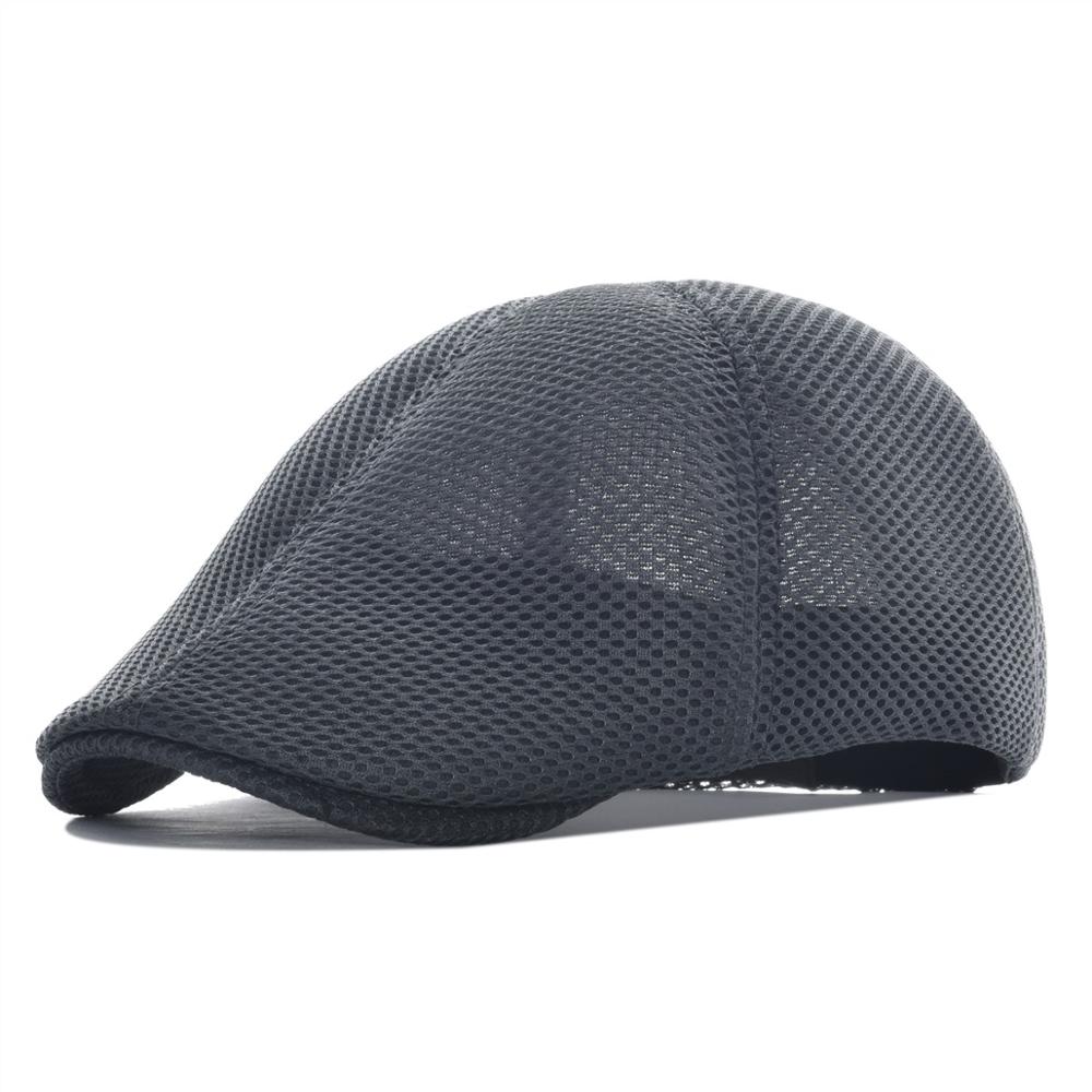 VOBOOM Summer White Net Flat Cap Men Women 6 Panel Newsboy Caps Lightweight Breathable Beret Hat Airy Driver Headgear 125: Gray