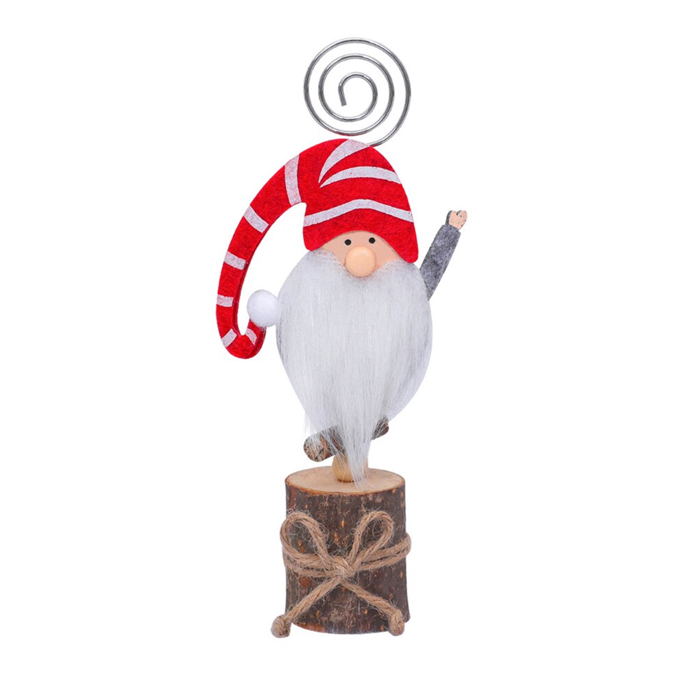 Kerst Hout Stand Gnome Naam Card Note Foto Houder Clip Diy Home Party Decoratie: Stripes Red