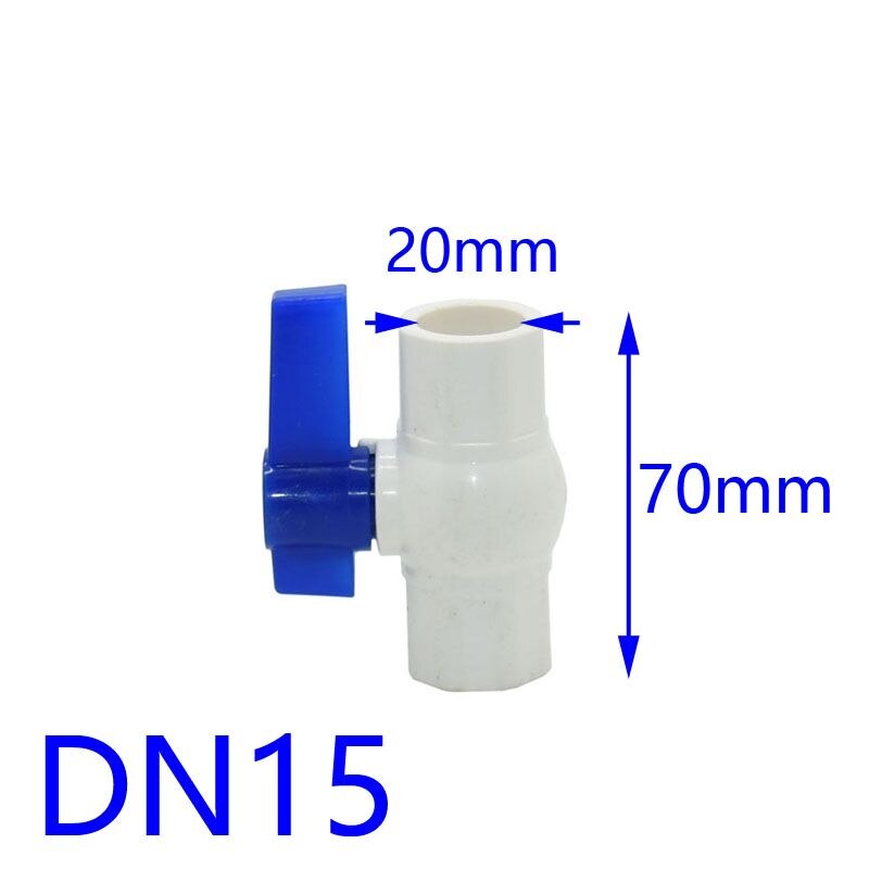 Pvc ball valve dn15 dn25 water flow control valve dn20 1" 1/2" 3/4 inch water pipe connector 1PCS: 20MM