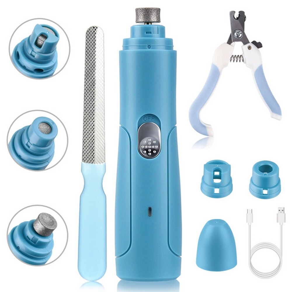 Juego de molinillo de uñas eléctrico para mascotas, pulidor de uñas para perros, cortauñas silencioso para mascotas, herramientas de aseo, recargable por USB: Style 3