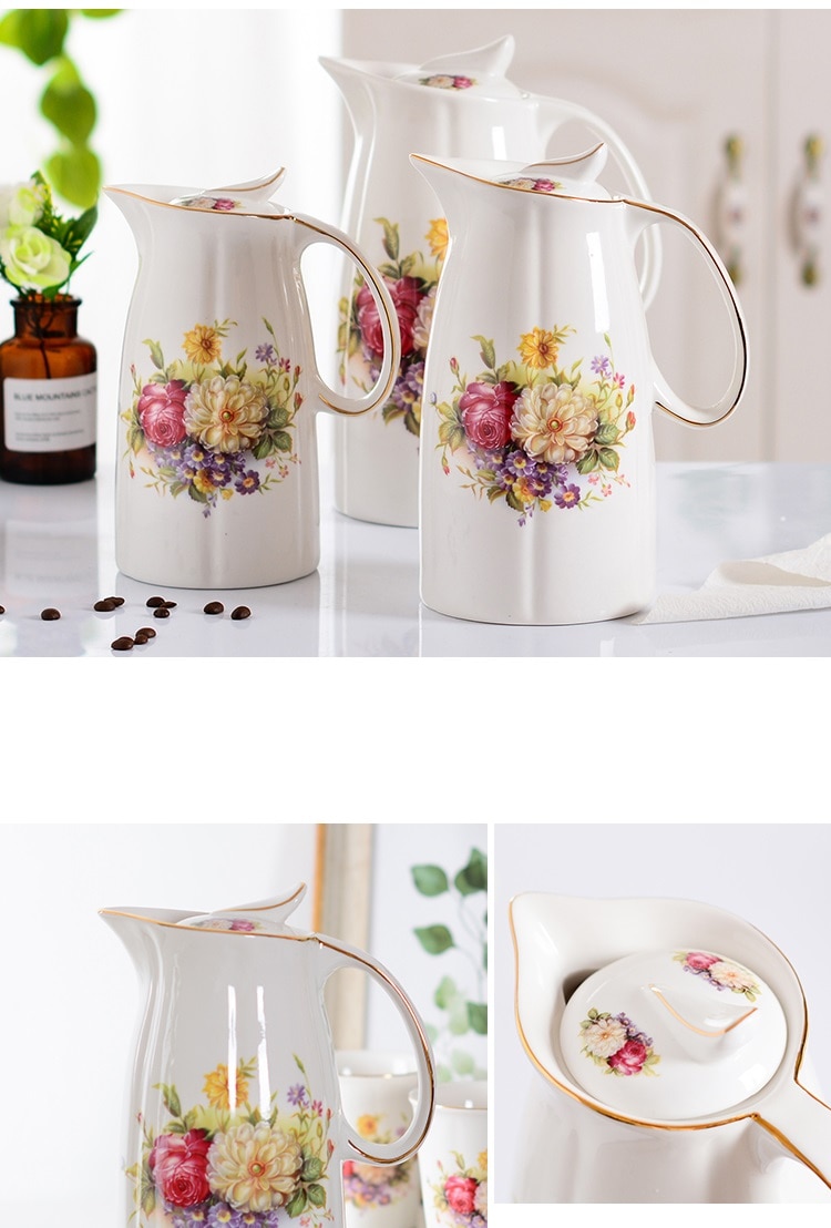 1.5L / 2L Ceramic Pitchers Water Bottles Cold Kettle No Explosion Jug Large Capacity Household Ceramic Thermos