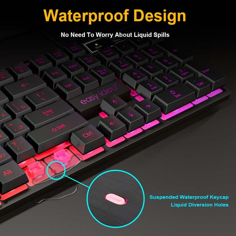 Gaming Keyboard Wired Imitation Mechanical Keyboards RGB Backlit USB 104 Keycaps Computer Game Ergonomic Russian Keyboards
