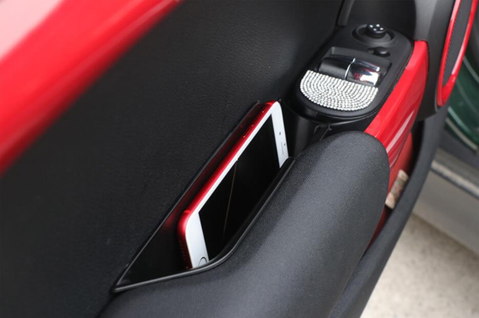 For Mini Cooper F56 Armrests Storage Box Car Inner Side Front Door Handle Storage Box ABS Tray Holder Car Styling Accessories