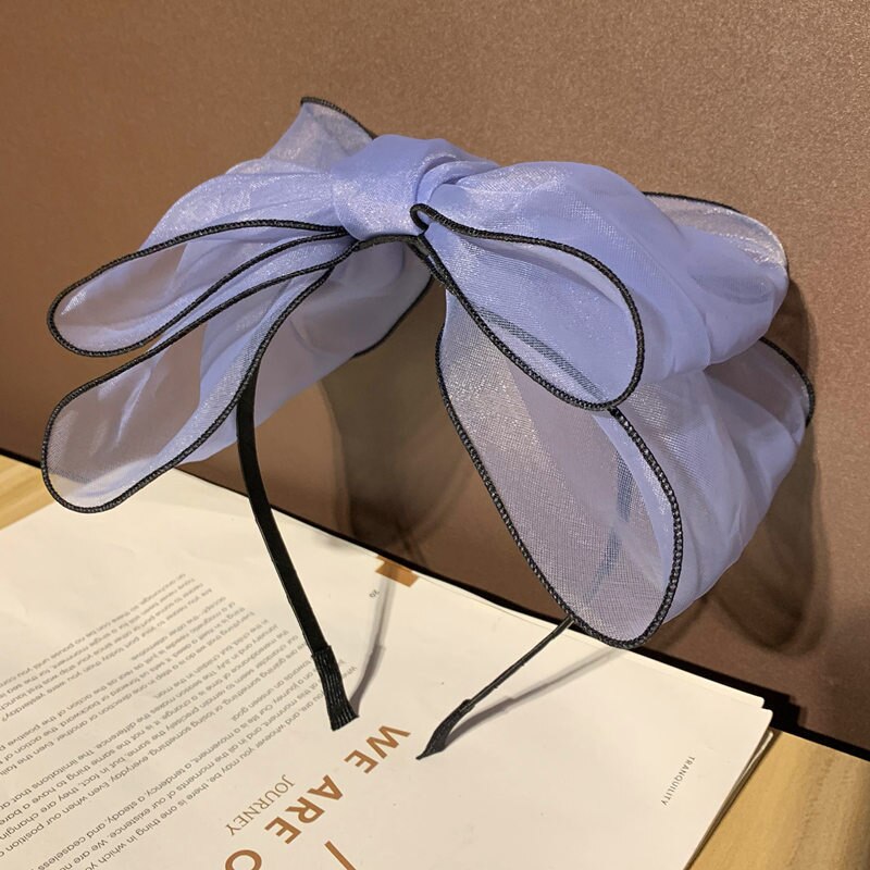 Organza diademas para el pelo anudado cintillo, joya para el pelo bisel turbante las mujeres las niñas accesorios para el pelo de arco cabeza de aro: Azul
