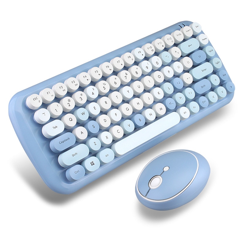 KuWFi Wireless Keyboard and Mouse Set Mouse and Number Pad Round Punk Mini Wireless Keyboard for PC/Laptop