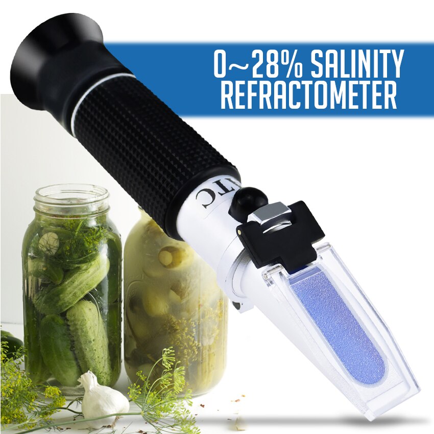 Refractómetro de salinidad 0-28% ATC, probador de medidor de nivel de sal de cloro de sodio (NaCl), Kit de prueba para agua de mar salina