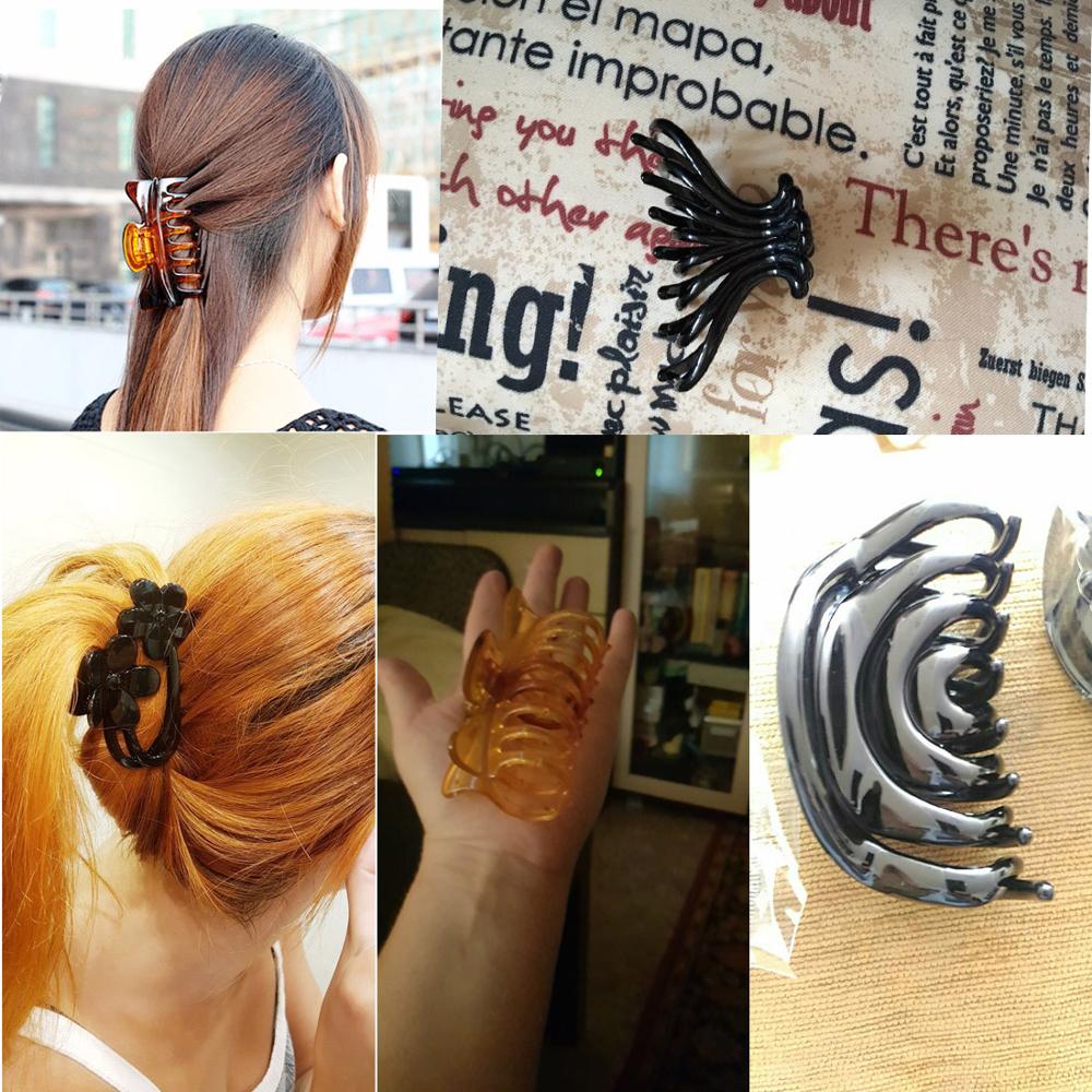 Zwart Grote Haar Claws Hoofddeksels Grote Haar Clip Krab Accessoires Acryl Haarspeld Paardenstaart Houder Klemmen Voor Vrouwen Douche Baden