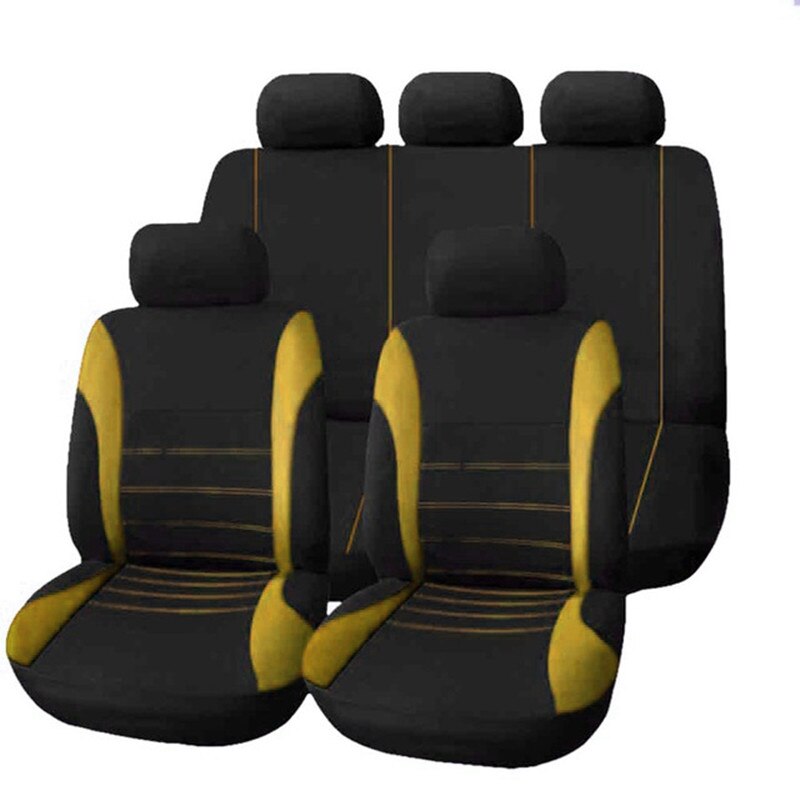 Universele terug rij auto stoelhoezen mat hond kussen voor fiat 500x albea bravo ducato freemont linea marea palio panda tempra: Geel