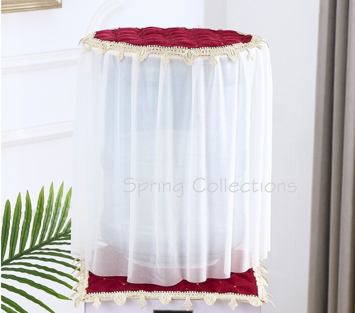 32*47cm Lace Cloth Water Dispenser Dust Cover Drinking Bucket Fountains Water Dispenser Cover,Red/Blue