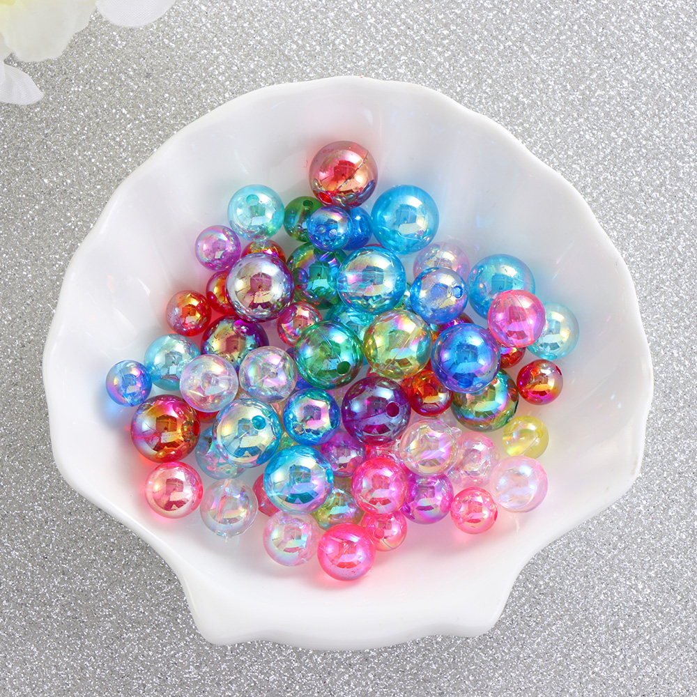 50pcs 8mm Colorful DIY Beads Round Acrylic Handmade Beads with Hole for Craft Making DIY Bracelet Necklace