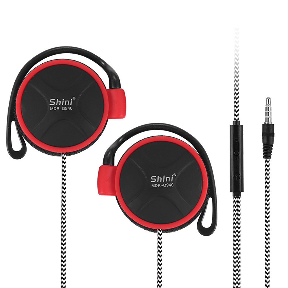 Original SHINI Q940 3.5mm Headphones Stereo Bass Music Earphone Ear Hook Headset fone de ouvido For MP3/4 Computer Mobile Phone: Red