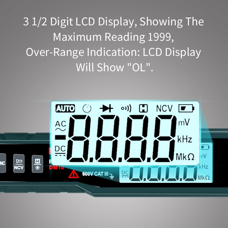 HANMATEK Smart Pen Digital Multimeter DM10 Non-Contact ACV/DCV Portable With LED Lighting