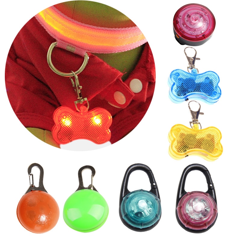 Pet Dog Tag Hanger Veiligheid Led Zaklamp Kraag Glow Kraag Puppy Honden Kat Gids Lichtgevende Identificeren Licht Hanger Pet Charm