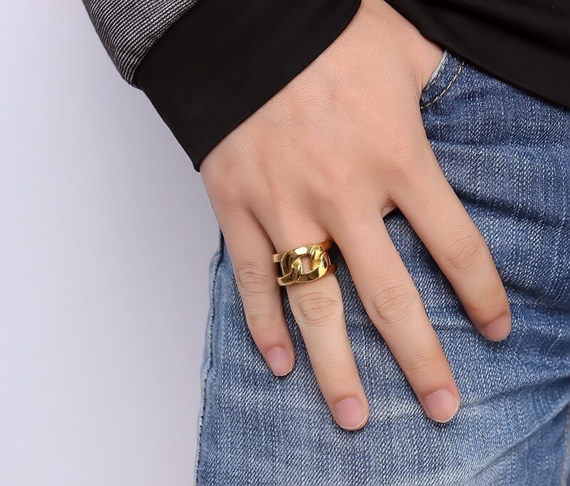 Zorcvens Goud Kleur Grote Bruiloft Engagement Ring Rvs Club Party Ringen Voor Vrouwen Sieraden
