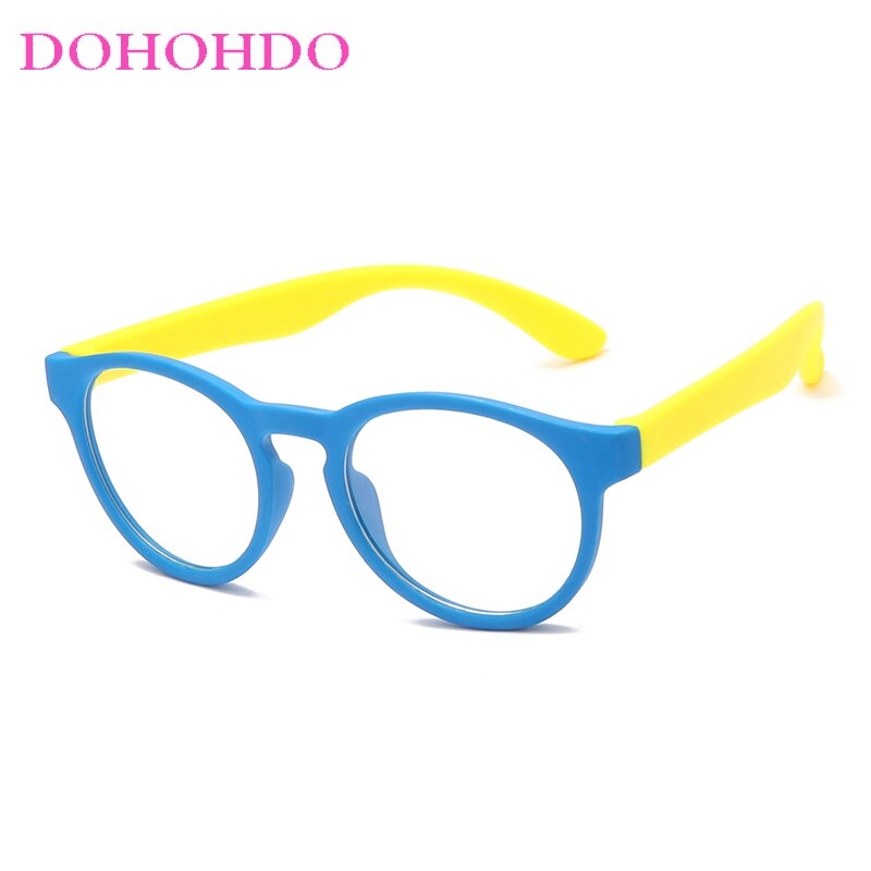 Dohohdo blåt lys blokerende børns brilleramme børn dreng piger runde computer gennemsigtig anti blå lys briller  uv400: Blå gul