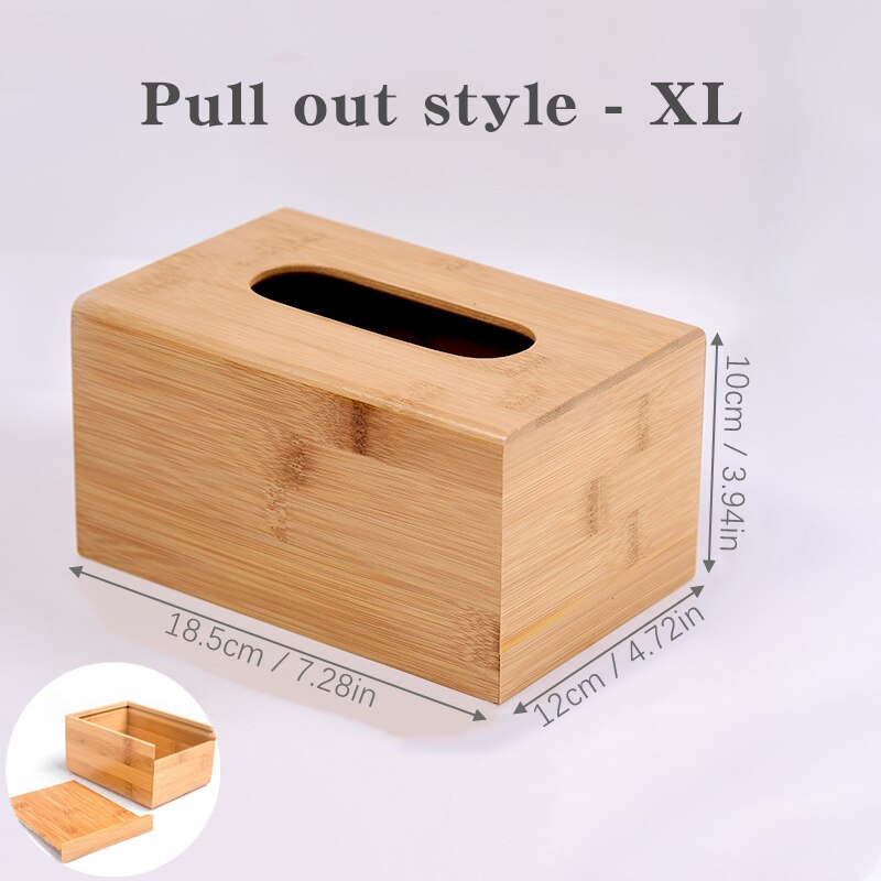Bamboo Tissue Box Holder Storage Wood Paper Box Dining table Wooden Napkin Holder Tissue Case Canister Organizer Home Decoration: Pull out XL