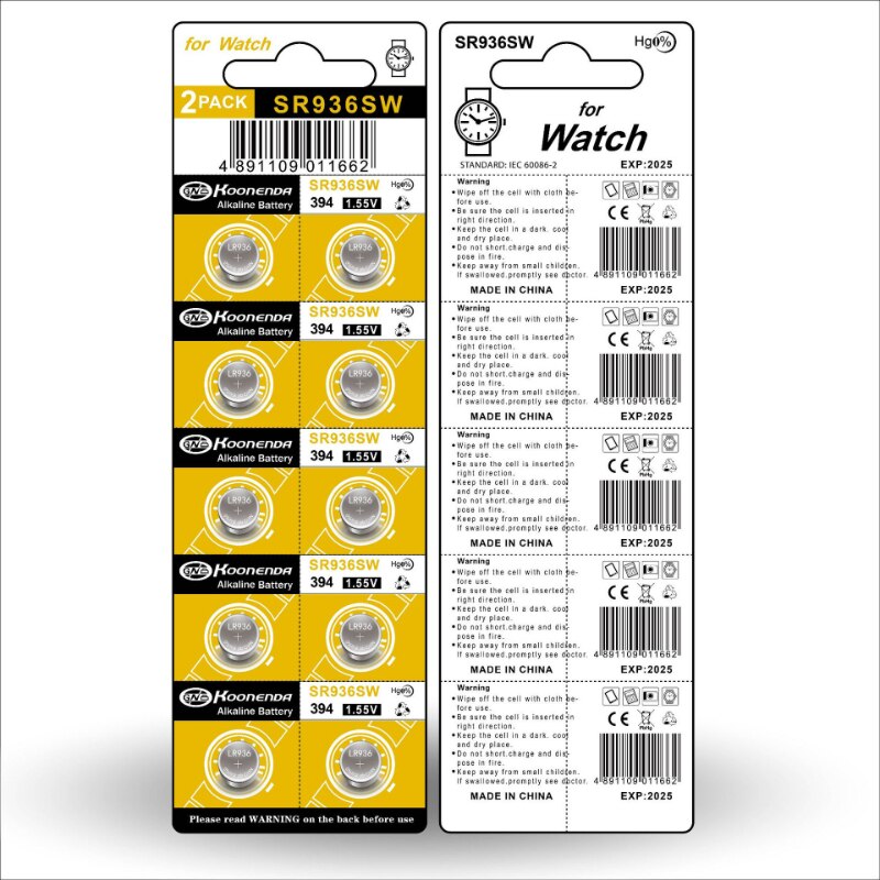 10PCS AG9 394 LR936 394A L936F SR936SW 1.55V batterie al litio batteria a bottone per giocattoli per orologi