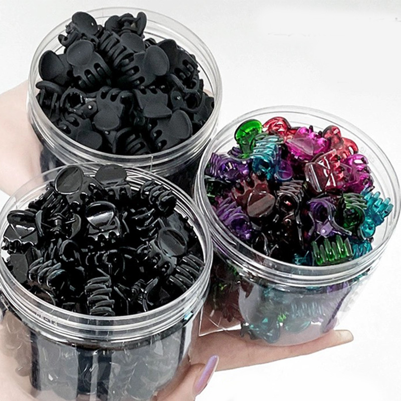 Pinzas en forma de garra para el pelo pequeñas de 1,5 cm para mujeres y niñas, Mini Clips coreanos de plástico transparente negro, horquilla, accesorios para peinados para niños
