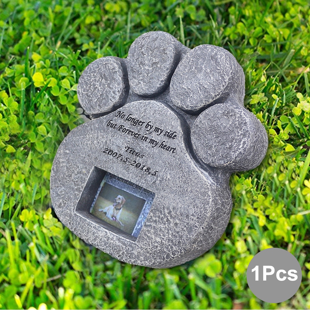 Mindesmærke gravsten til husdyrsminder gravsten grav hund kat pote print dyr begravelse fodaftryk formet kan sætte fotos